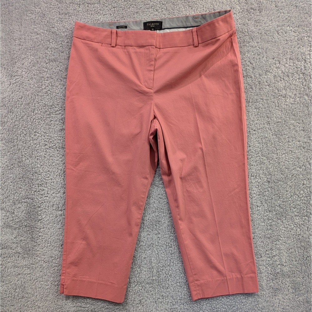 Talbots Signature Capri Pants Women's 16P Pink Coral Cotton Blend Stretch Preppy
